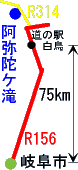 阿弥陀ケ滝への地図