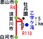 乙字ケ滝への地図