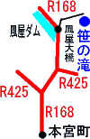 笹の滝への地図