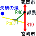 矢研の滝への地図